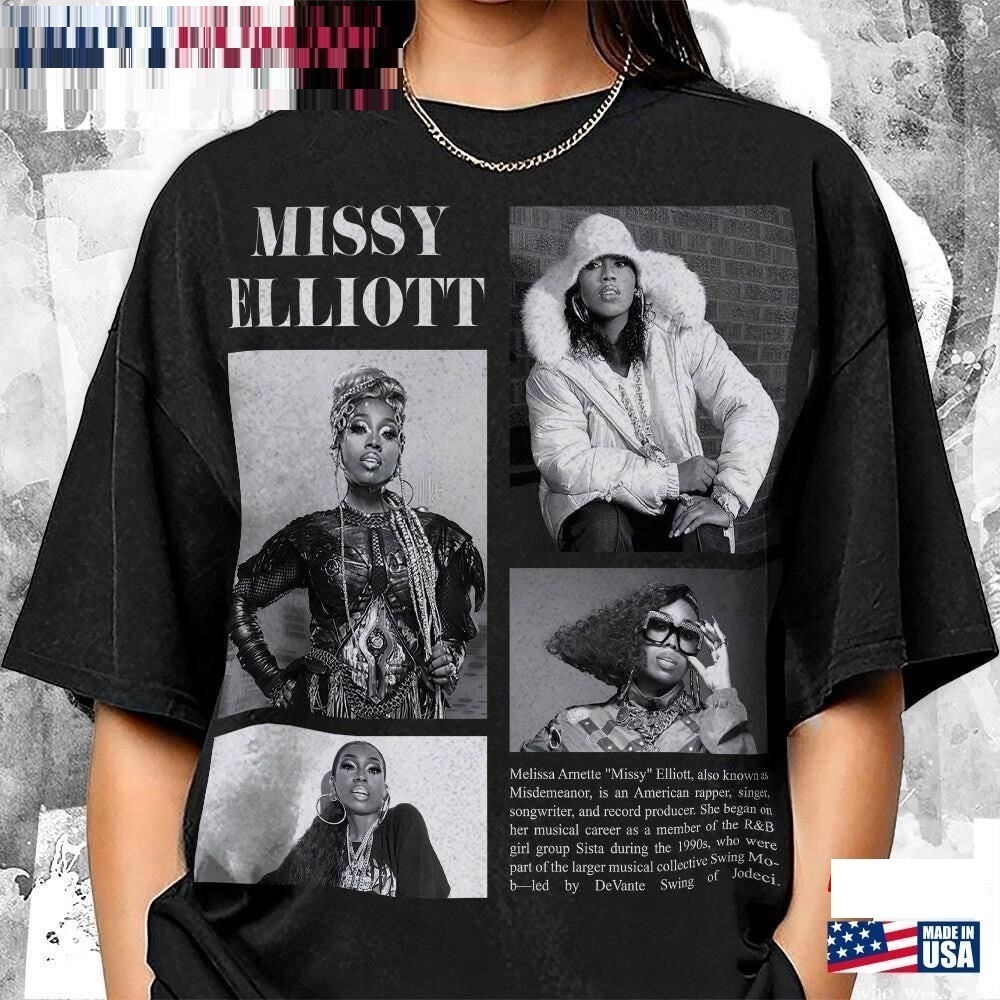 Missy Elliott 90S Shirt Rapper Man And Woman Black Shirt